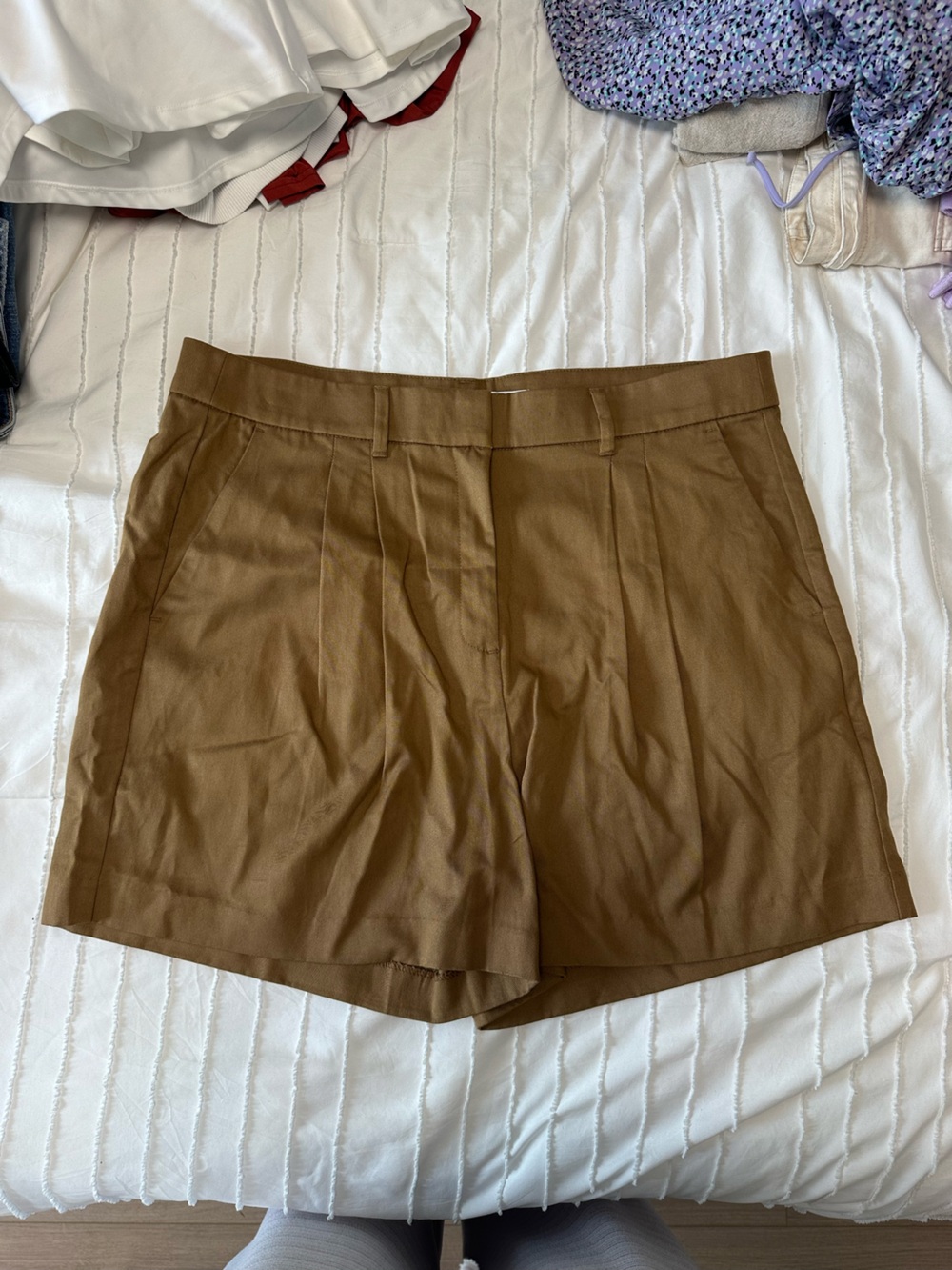 Old Navy Brown High-Waist Pleated Shorts